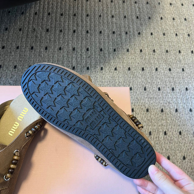 MIUMIU 26S MULES IN TAUPE BROWN SUEDE