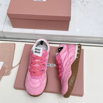 MIUMIU 26S SNEAKERS IN PINK FABRIC AND SUEDE