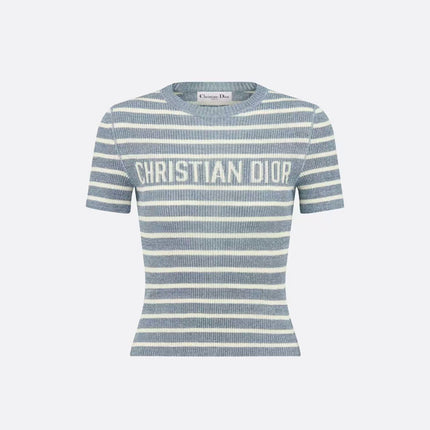 DIOR 26S STRIPED SHORT-SLEEVE KNIT SWEATER 1075