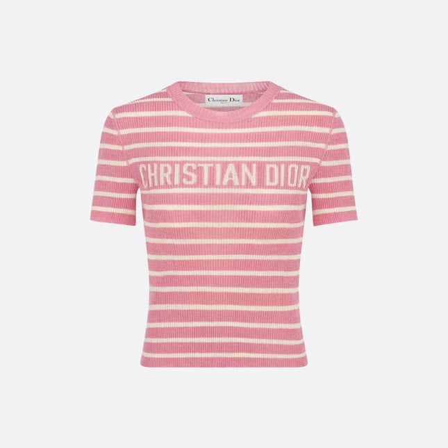 DIOR 26S STRIPED SHORT-SLEEVE KNIT SWEATER 1077