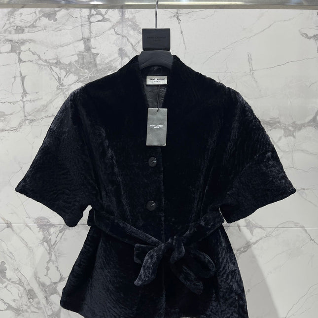 YSL 25S SHORT-SLEEVED SHEARLING COAT STYLE 231