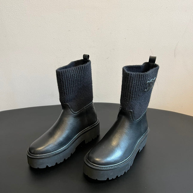 CELINE 26S ANKLE BOOTS 60 MM IN BLACK CALFSKIN AND WOOL