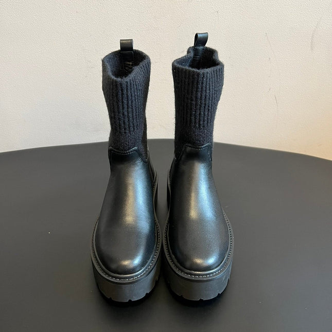 CELINE 26S ANKLE BOOTS 60 MM IN BLACK CALFSKIN AND WOOL