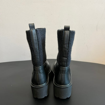 CELINE 26S ANKLE BOOTS 60 MM IN BLACK CALFSKIN AND WOOL