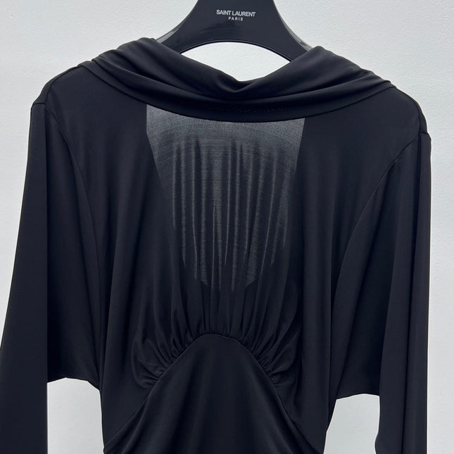 YSL 25S RUFFLED LONG-SLEEVE DRESS STYLE 131