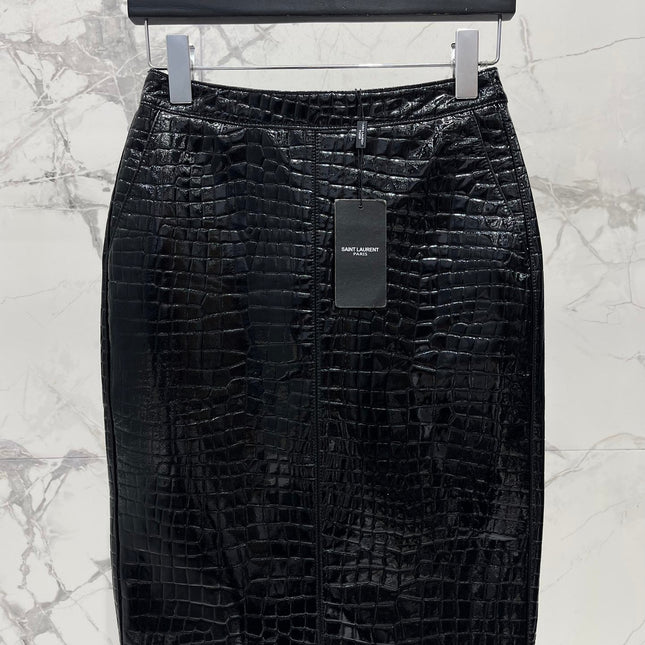 YSL 25S CROC LEATHER SKIRT STYLE 108
