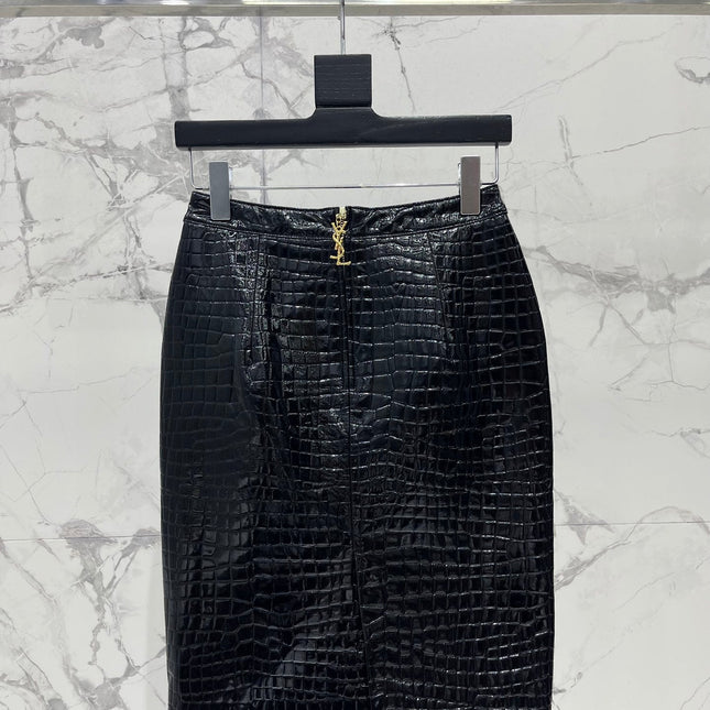 YSL 25S CROC LEATHER SKIRT STYLE 108