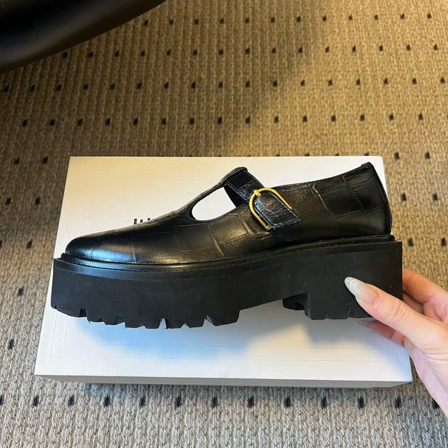 CELINE 26S MARY JANE SHOES 40 MM IN BLACK CALFSKIN