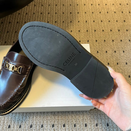 CELINE 26S LOAFER IN DARK CHOCOLATE BROWN CALFSKIN