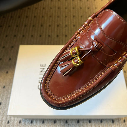 CELINE 26S LOAFER IN WINE RED CALFSKIN