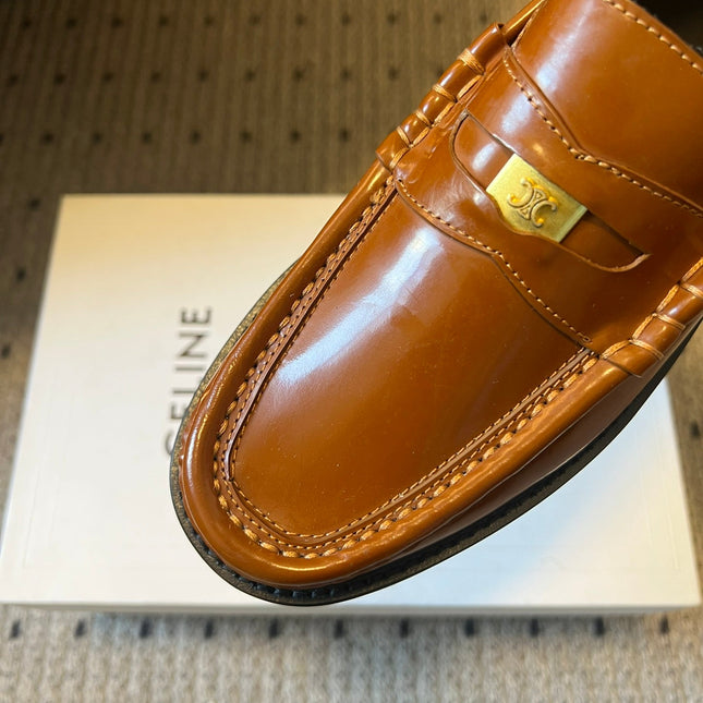 CELINE 26S LOAFER IN BROWN CALFSKIN WITH GOLD HARDWARE