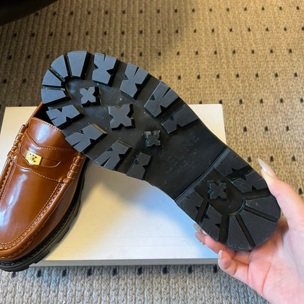 CELINE 26S LOAFER IN BROWN CALFSKIN WITH GOLD HARDWARE