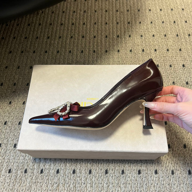 JIMMY CHOO 26S HIGH HEELS 70 MM IN DARK RED PATENT CALFSKIN