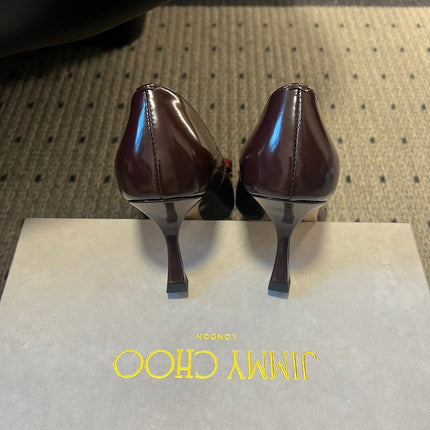 JIMMY CHOO 26S HIGH HEELS 70 MM IN DARK RED PATENT CALFSKIN