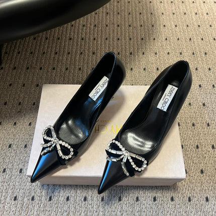 JIMMY CHOO 26S HIGH HEELS 70 MM IN BLACK PATENT CALFSKIN
