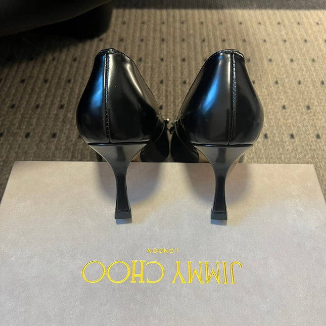 JIMMY CHOO 26S HIGH HEELS 70 MM IN BLACK PATENT CALFSKIN