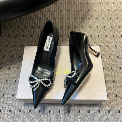 JIMMY CHOO 26S HIGH HEELS 70 MM IN BLACK PATENT CALFSKIN