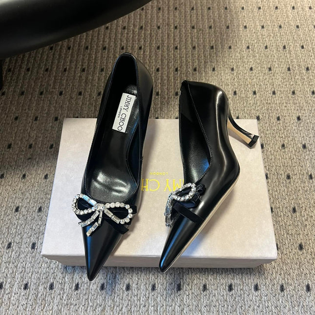 JIMMY CHOO 26S HIGH HEELS 70 MM IN BLACK PATENT CALFSKIN