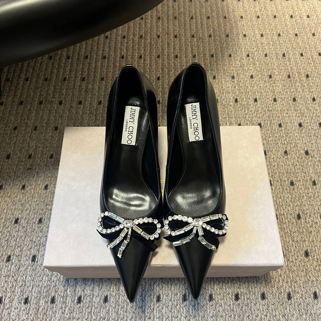 JIMMY CHOO 26S HIGH HEELS 70 MM IN BLACK PATENT CALFSKIN
