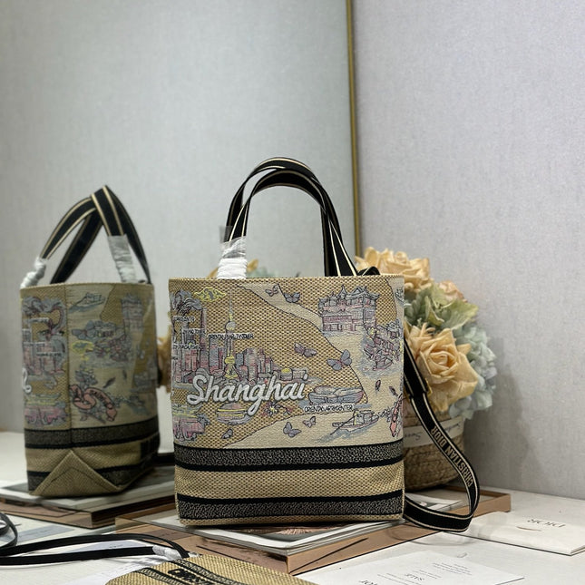 DIOR 26S BOOK TOTE BAG 25 IN MUTICOLOR RAFFIA STYLE 4
