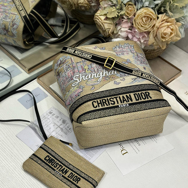 DIOR 26S BOOK TOTE BAG 25 IN MUTICOLOR RAFFIA STYLE 4