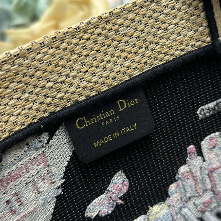 DIOR 26S BOOK TOTE BAG 25 IN MUTICOLOR RAFFIA STYLE 4