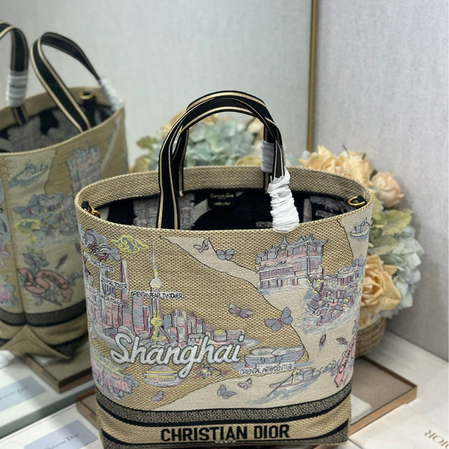 DIOR 26S BOOK TOTE BAG 34 IN MUTICOLOR RAFFIA STYLE 3