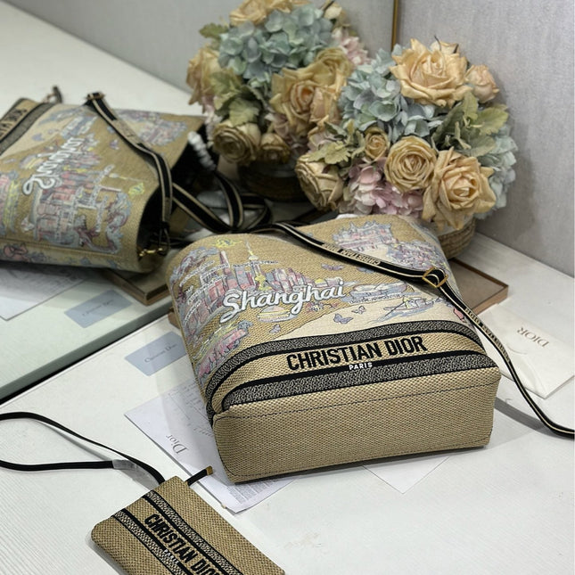 DIOR 26S BOOK TOTE BAG 34 IN MUTICOLOR RAFFIA STYLE 3