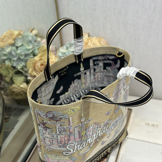 DIOR 26S BOOK TOTE BAG 34 IN MUTICOLOR RAFFIA STYLE 3