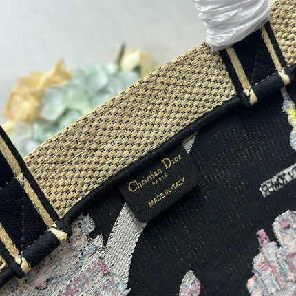 DIOR 26S BOOK TOTE BAG 34 IN MUTICOLOR RAFFIA STYLE 3