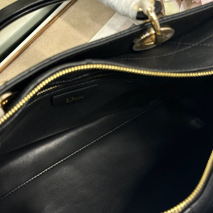 DIOR 26S LADY BAG 34 IN BLACK CALFSKIN