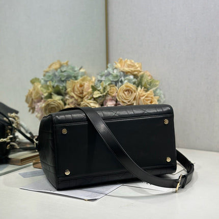 DIOR 26S LADY BAG 34 IN BLACK CALFSKIN