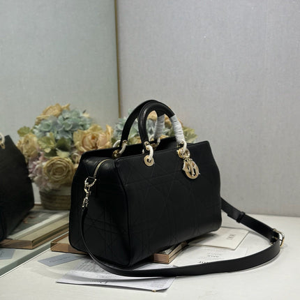 DIOR 26S LADY BAG 34 IN BLACK CALFSKIN