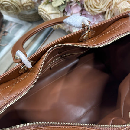 DIOR 26S LADY BAG 34 IN DARK BROWN CALFSKIN