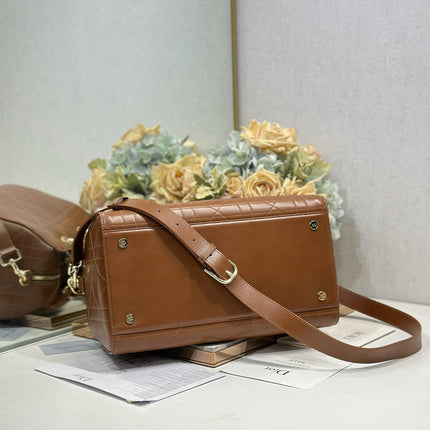 DIOR 26S LADY BAG 34 IN DARK BROWN CALFSKIN