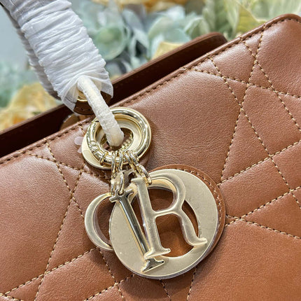DIOR 26S LADY BAG 34 IN DARK BROWN CALFSKIN
