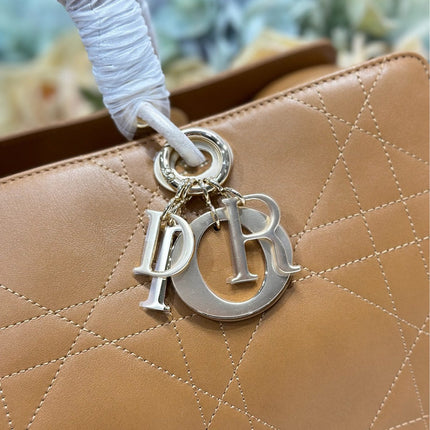 DIOR 26S LADY BAG 34 IN LIGHT BROWN CALFSKIN