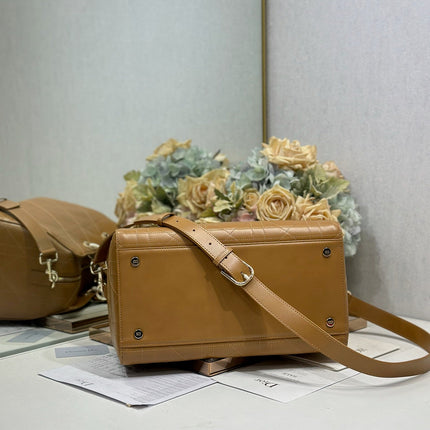 DIOR 26S LADY BAG 34 IN LIGHT BROWN CALFSKIN