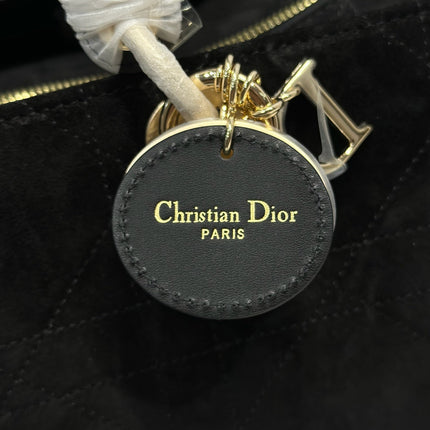 DIOR 26S LADY BAG 34 IN BLACK SUEDE