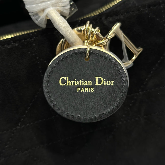 DIOR 26S CANNAGE GRANVILLE BAG 34 IN BLACK SUEDE
