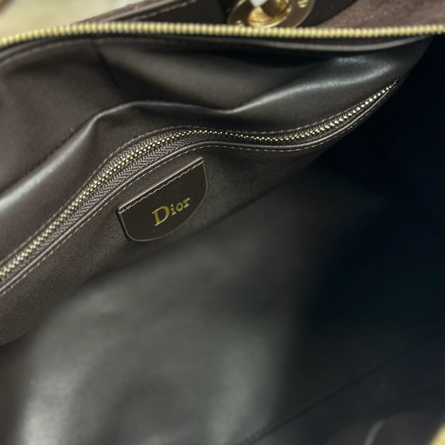 DIOR 26S CANNAGE GRANVILLE 34 IN DARK BROWN SUEDE