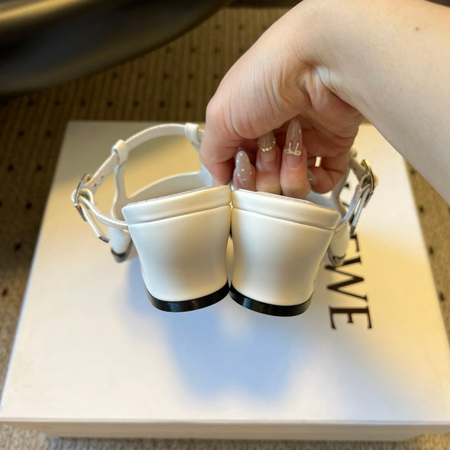 LOEWE 26S ONDA MULE 45MM IN WHITE GLOSSY CALFSKIN