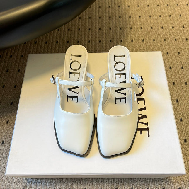 LOEWE 26S ONDA MULE 45MM IN WHITE GLOSSY CALFSKIN