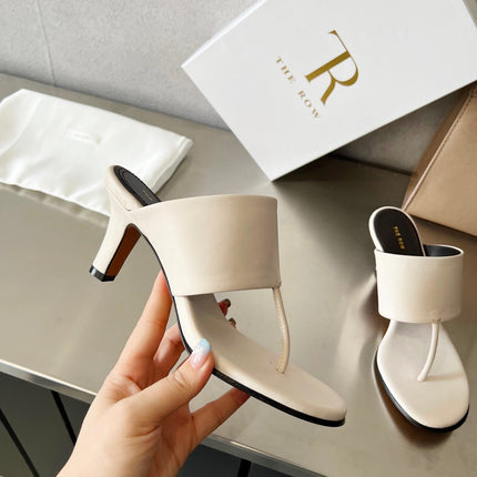 THE ROW 26S HEELED THONG MULES 60MM IN WHITE CALFSKIN