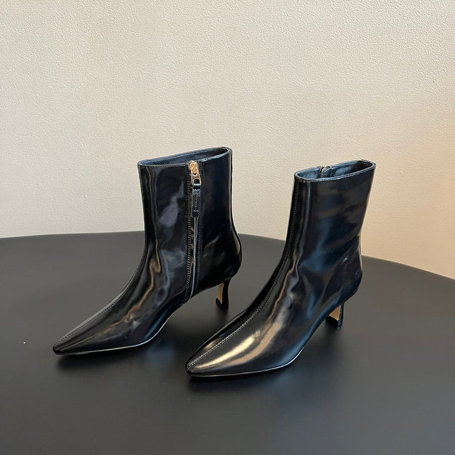 BOTTEGA VENETA 26S POINTED-TOE BOOTS 50 MM IN BLACK CALFSKIN