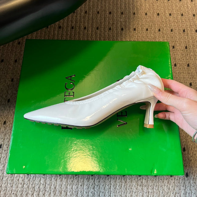 BOTTEGA VENETA 26S HIGH HEELS 40 MM IN WHITE CALFSKIN