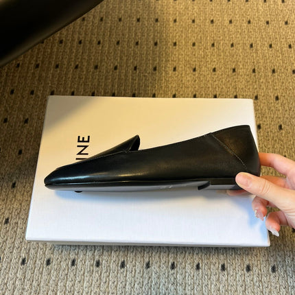 CELINE 26S FLAT LOAFERS IN BLACK LAMBSKIN