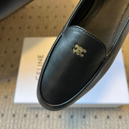 CELINE 26S FLAT LOAFERS IN BLACK LAMBSKIN