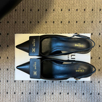 CELINE 26S HIGH-HEEL SLINGBACK 45 MM IN BLACK CALFSKIN