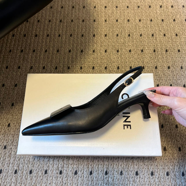 CELINE 26S HIGH-HEEL SLINGBACK 45 MM IN BLACK CALFSKIN